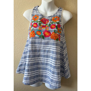 THML Size XS (0) women blue/white floral embroidery